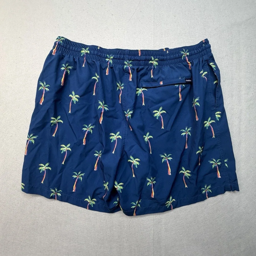 Chubbies Swim Trunk Men XXL Navy Blue Rainbow Palm Tree Stretch Board Shorts 5.5